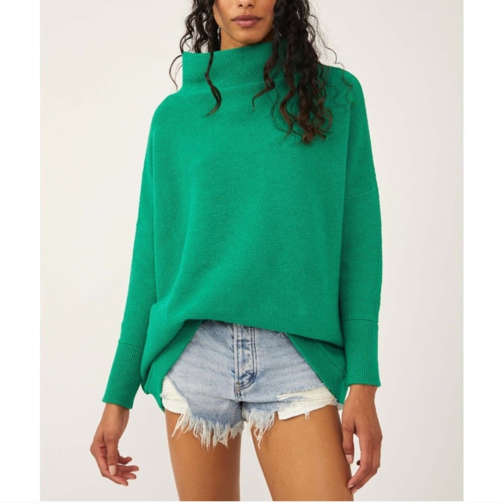 Free People Ottoman slouchy tunic sweater Kelly Tennis Green XS